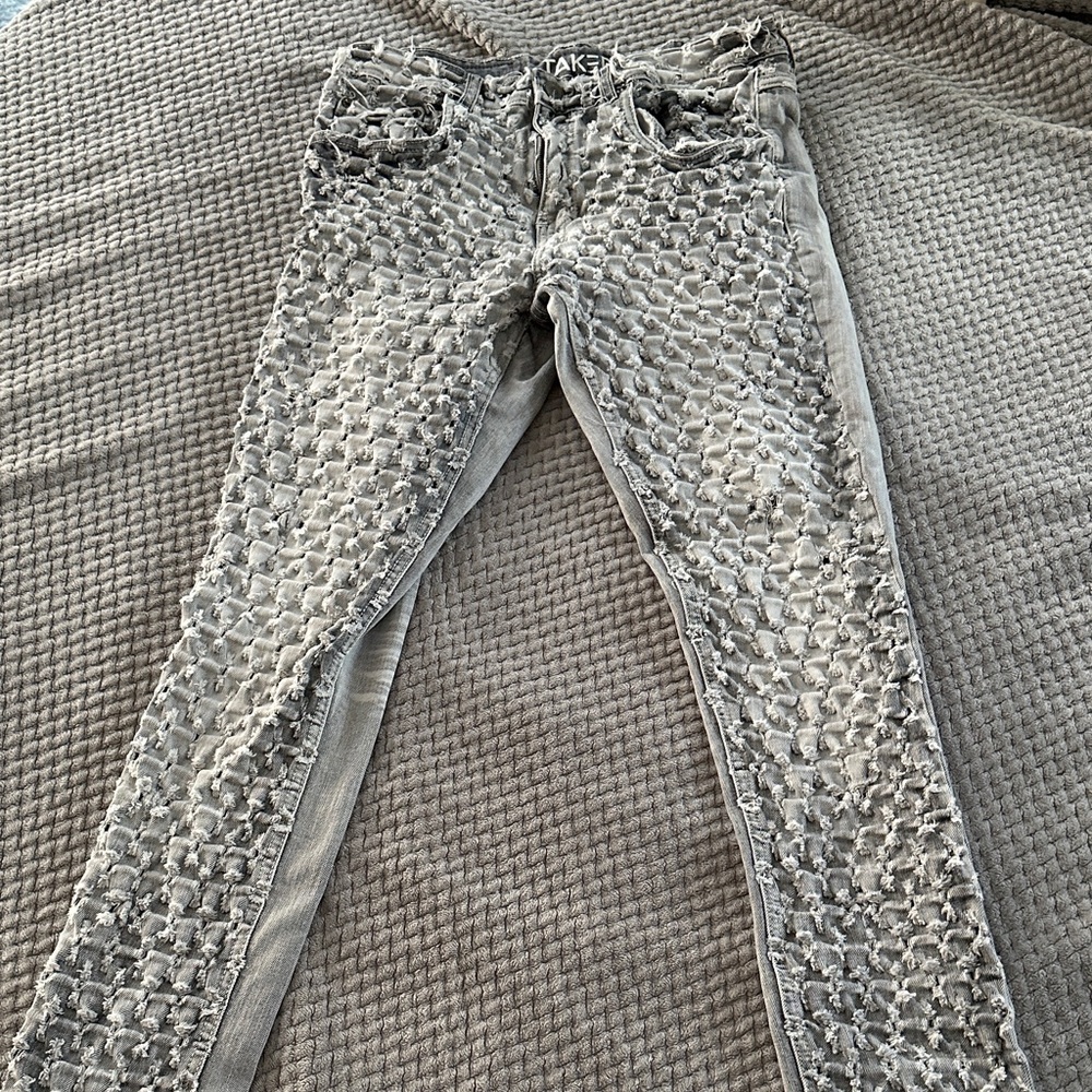 Gray Patterned Jeans - image 1
